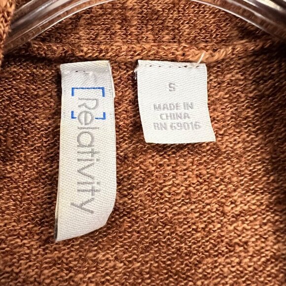 Relativity Women's Open Front Cardigan Long Roll Tab Sleeve Rust Size Small - Picture 8 of 9